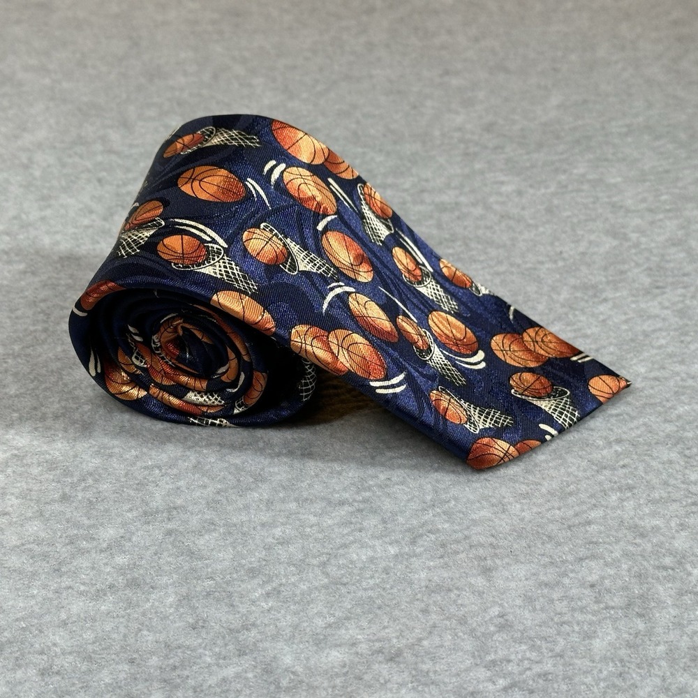 Steven Harris Hand Made Mens Tie Polyester Jacquard Basketball Novelty 58x3.5 in